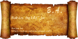 Bahis Aglája névjegykártya
